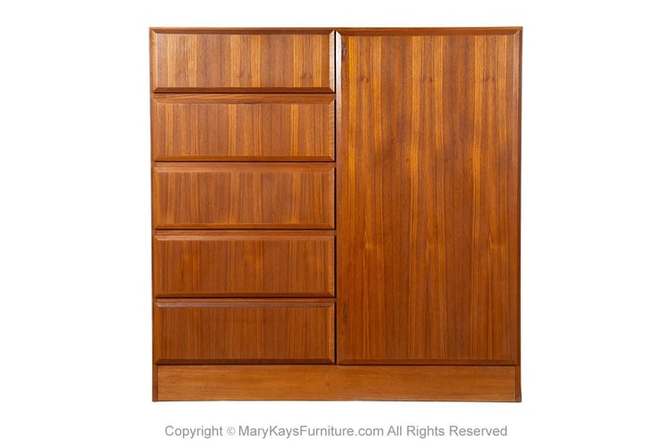 Danish Teak Mid-Century Tall Dresser Gentleman’s Chest Wardrobe 