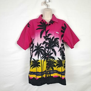 Vintage 90s Pink & Yellow Tropical Shirt 