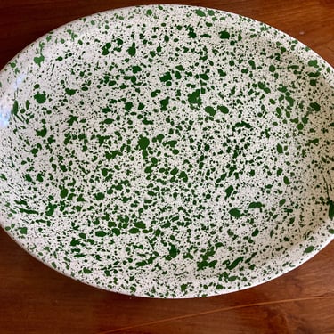 Paden City Pottery Confetti Green Large Oval Platter by RavenPearVintage