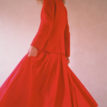 Gathered Wrap Skirt in Red