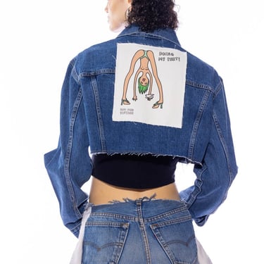 “DOING MY PART” PATCH CROPPED DENIM JACKET