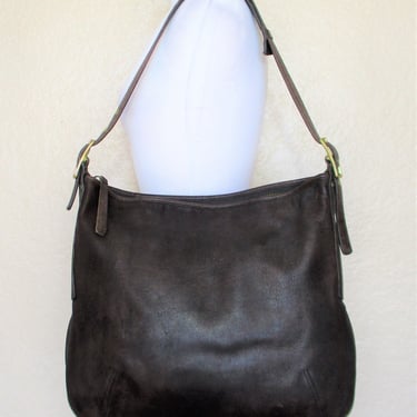 Vintage Coach Dark Brown Leather Large Hobo Shoulder Bag, H0
