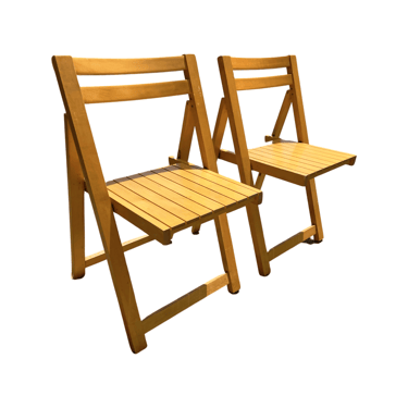 Pair of Maple Wood Slatted Dining Chairs - Made in Romania