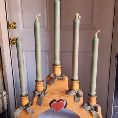 VINTAGE Inspired Country Farmhouse Candle Holder Rural Chic Wooden Candelabra Rustic Wooden farmhouse candle holder Charming wood candelabra 