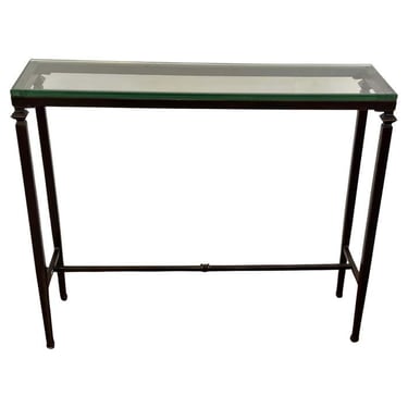 Bronze Patinated Console with Thick Glass Top