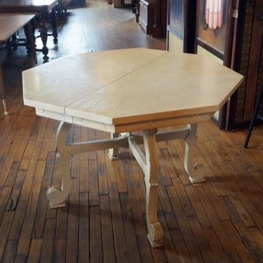 White Washed Octagon Table w 2 Leaves