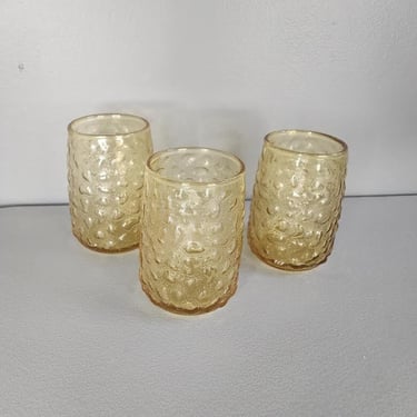 Set of 3 Anchor Hocking Honey Gold Drinking Glasses 
