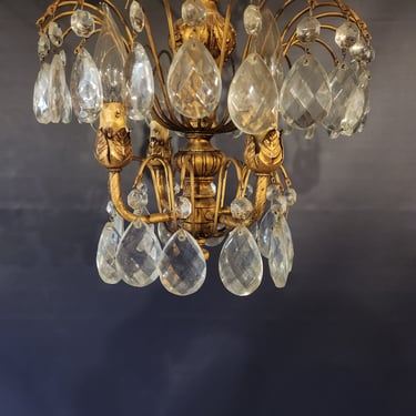 Small Vintage Crystal Chandelier 12 x 14