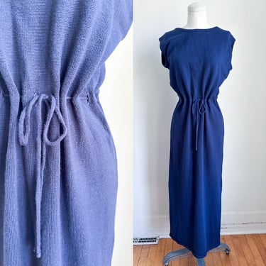 Vintage 1980s Navy Sweater Maxi Dress / M 