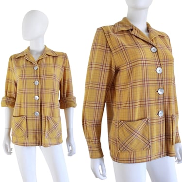 1950s Chippewa Yellow & Orange Plaid Wool 49er Jacket - 1950s 49er Jacket - 1950s Womens Plaid Jacket - 50s Yellow 49er Jacket | Size Medium 