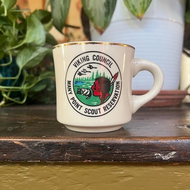 Vintage 1960s 1970s Boy Scouts of America Ceramic Mug, Viking Council 