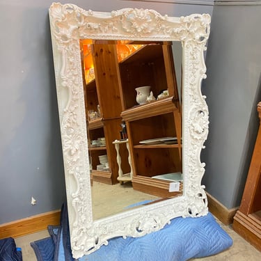 White Ornate Beveled Mirror