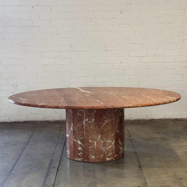 Italian Rose Marble Pedestal Dining Table 