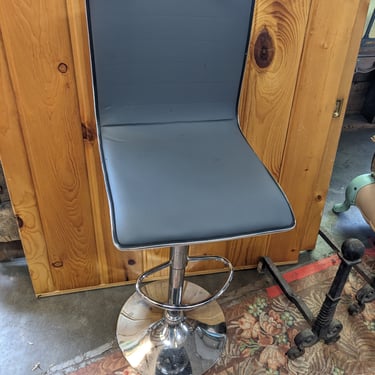 Adjustable Gray Vinyl and Chrome Chair