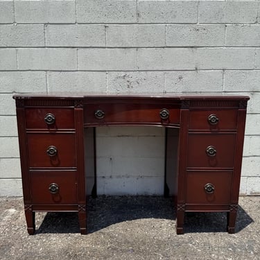 Antique Mahogany Wood Desk Writing Table Office Furniture Makeup Vanity Federal Neoclassical Style Computer Stand CUSTOM PAINT AVAILABLE 