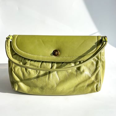 1970s Lime Leather Handbag