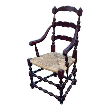 Vintage 19th Century Inspired English Ladderback Accent Chair 