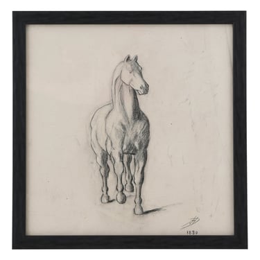 Framed Antique Horse Drawing II
