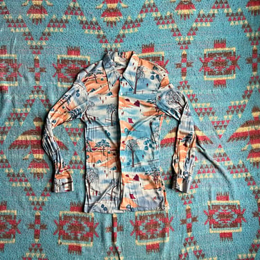 Vintage 70s Shirt Deerfield Styled Knits Button Up 