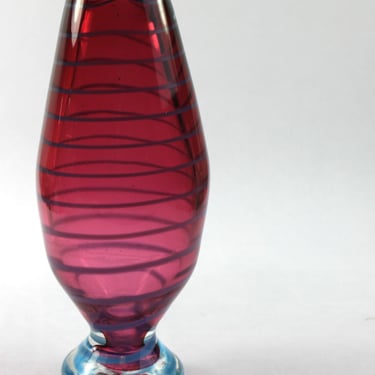 Studio Art Glass Memphis Design Cranberry Vase 