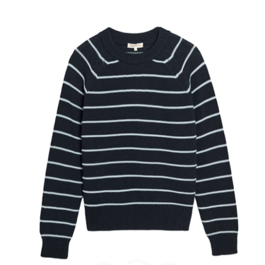 Lilica Cotton Sweater in Navy/Ice Blue