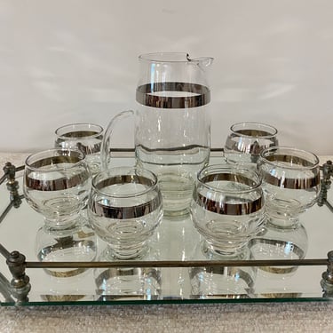 Mid Century Modern Dorothy Thorp for Libby Glass 7-Piece Cocktail Set 