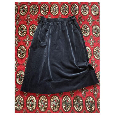 Vintage ‘70s navy blue velvet skirt | JH Collectibles, high waisted, A line midi skirt, M 