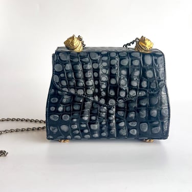 1980s Sculptural Black and Gold Tiger Purse