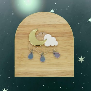 Cloud & Moon Hair Clip - Acrylic Celestial Dreamy Space Barrette 