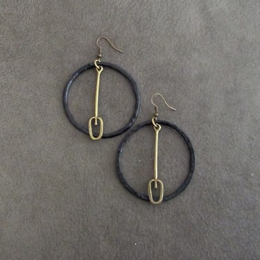 Hammered mixed metal hoop earrings 