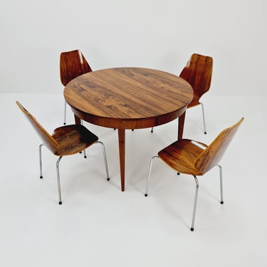 Round German Rosewood Dining Table from Lübke, 1960s 