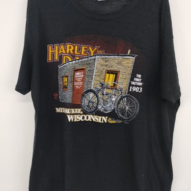 Xl 80s 70s Harley Davidson Milwaukee T-Shirt Black X-Large Rock Band T-Shirt Band Tee 