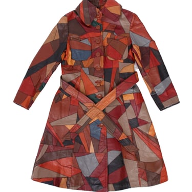 1970s Leather Patchwork Trench Coat