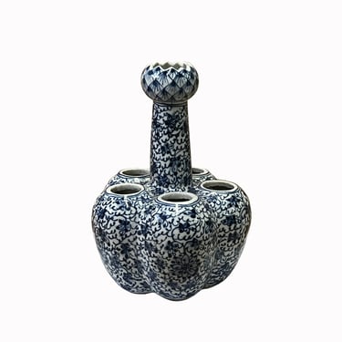 Chinese Blue White Porcelain Flowers "Garlic Head Shape" Vase ws2567E 