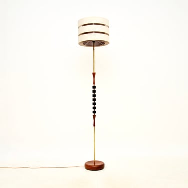 Danish Vintage Teak and Brass Floor Lamp