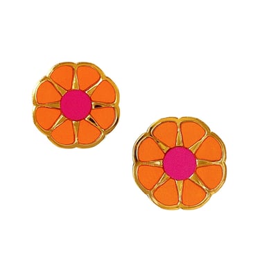 Sample Sale Bright Orange Flower Statement Stud