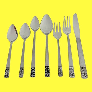 Vintage Silverware Set Retro 1960s Mid Century Modern + Carlyle + 64 Pieces + Stainless Steel + Hong Kong + MCM Flatware + Kitchen Utensils 