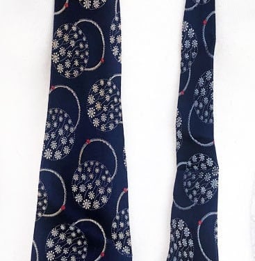 Antique 1920s MENS NECKTIE, Suit Tie, Blue, Brocade, Silk, Art Deco, Asian, Vintage, Flapper Era, 1930's 