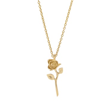 Devotion rose necklace, 14k yellow gold