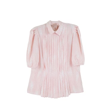 SALE/Vintage Pastel Pink Puff Sleeve Pleated Top size 12 
