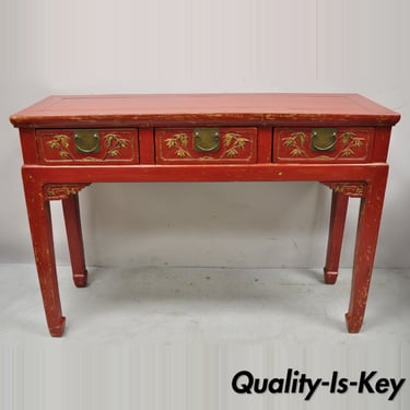 Vintage Chinese Red Lacquered 3 Drawer 45