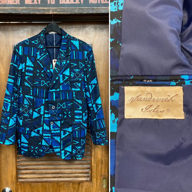Vintage 1960’s “Sandwich Isles” Mod Tiki Cotton Hawaiian Blazer Sport Coat Jacket, 60’s Vintage Clothing 