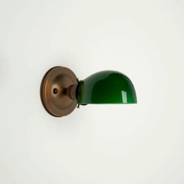 Clearance/Factory 2nd** Mini Wall Sconce Lighting with Green glass shade 