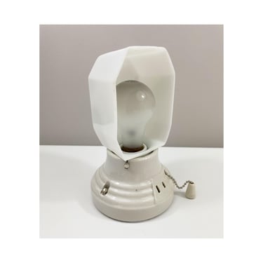 Refurbished Art Deco Porcelain Shaded Wall Sconce with Pull Chain - 1920's 1930's - SINGLE - Paulding 