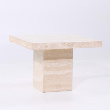 Ello Style Mid Century Travertine Side Table - mcm 