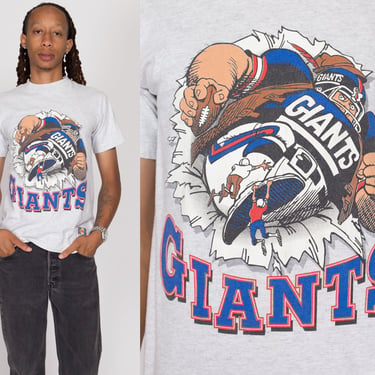 Medium 90s New York Giants NFL T Shirt | Vintage Nutmeg Mills Football Cartoon Graphic Tee 