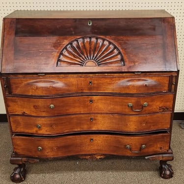 Antique Desk, Chippendale, Slant Front, Reverse Serpentine, Mahogany, 1700s!!