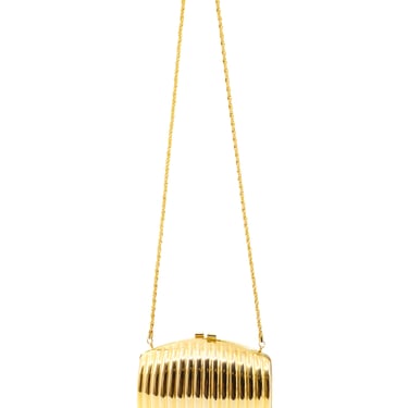 Ribbed Goldtone Convertible Clutch