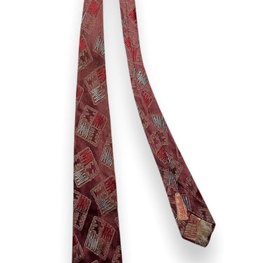 Vintage 1930s Pebble Beach Brocade Necktie ~ Art Deco / Rockabilly / Swing ~ Abstract / Atomic ~ Neck Tie / Cravat 