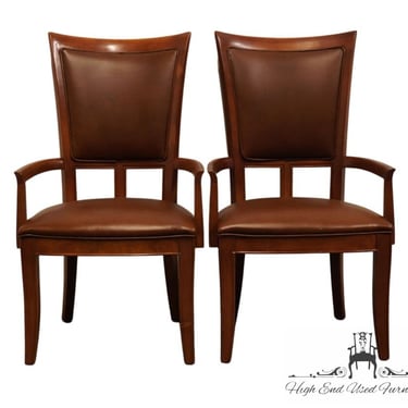 Set of 2 STANLEY FURNITURE Contemporary Traditional Style Vinyl Upholstered Dining Arm Chairs 265-11-76 